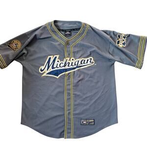 VTG 1990s Michigan Wolverines Colosseum NCAA Gray Baseball Jersey Men's XL
